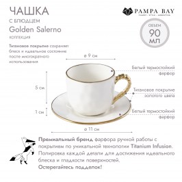 Чашка с блюдцем Golden Salerno CER2715WG